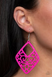 VINE For The Taking - Pink Earrings - Paparazzi Accessories Earrings Bedazzle Me Pretty Mobile Fashion Boutique