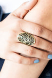 Vine Vibe - Brass Ring - Paparazzi Accessories Ring Bedazzle Me Pretty Mobile Fashion Boutique