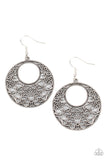 Vineyard Romance - Silver Earrings - Paparazzi Accessories Earrings Bedazzle Me Pretty Mobile Fashion Boutique