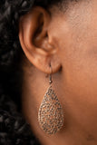 Vineyard Vanity - Copper Earrings - Paparazzi Accessories Earrings Bedazzle Me Pretty Mobile Fashion Boutique