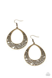 Vineyard Venture - Brass Earrings - Paparazzi Accessories Earrings Bedazzle Me Pretty Mobile Fashion Boutique