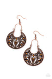 Vineyard Villa - Copper Earrings - Paparazzi Accessories Earrings Bedazzle Me Pretty Mobile Fashion Boutique