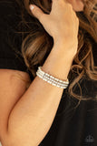 Vintage Beam - White Bracelet - Paparazzi Accessories Bracelet Bedazzle Me Pretty Mobile Fashion Boutique