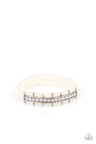 Vintage Beam - White Bracelet - Paparazzi Accessories Bracelet Bedazzle Me Pretty Mobile Fashion Boutique
