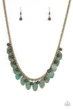 Vintage Gardens - Brass Necklace - Paparazzi Accessories Necklace Bedazzle Me Pretty Mobile Fashion Boutique