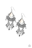 Vintage Vagabond - White Earrings - Paparazzi Accessories Earrings Bedazzle Me Pretty Mobile Fashion Boutique