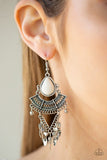Vintage Vagabond - White Earrings - Paparazzi Accessories Earrings Bedazzle Me Pretty Mobile Fashion Boutique
