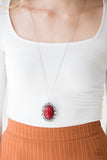 Vintage Vanity - Red Necklace - Paparazzi Accessories Necklace Bedazzle Me Pretty Mobile Fashion Boutique