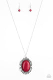 Vintage Vanity - Red Necklace - Paparazzi Accessories Necklace Bedazzle Me Pretty Mobile Fashion Boutique