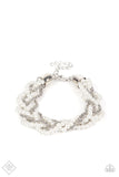 Vintage Variation - White Bracelet - Paparazzi Accessories Bracelet Bedazzle Me Pretty Mobile Fashion Boutique