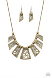 Vintage Vineyard - Brass Necklace - Paparazzi Accessories Necklace Bedazzle Me Pretty Mobile Fashion Boutique