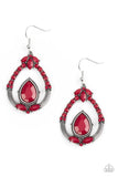 Vogue Voyager - Red Earrings - Paparazzi Accessories Earrings Bedazzle Me Pretty Mobile Fashion Boutique