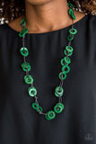 Waikiki Winds - Green Necklace - Paparazzi Accessories Necklace Bedazzle Me Pretty Mobile Fashion Boutique