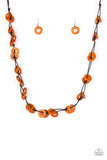 Waikiki Winds - Orange Necklace - Paparazzi Accessories Necklace Bedazzle Me Pretty Mobile Fashion Boutique