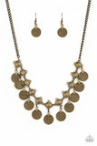 Walk The Plank - Brass Necklace - Paparazzi Accessories Necklace Bedazzle Me Pretty Mobile Fashion Boutique