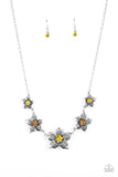 Wallflower Wonderland - Yellow Necklace - Paparazzi Accessories Necklace Bedazzle Me Pretty Mobile Fashion Boutique