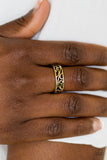 Wandering Wisteria - Brass Ring - Paparazzi Accessories Ring Bedazzle Me Pretty Mobile Fashion Boutique