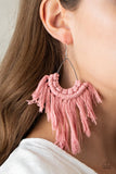 Wanna Piece Of MACRAME? - Pink Earrings - Paparazzi Accessories Earrings FS-Bedazzle Me Pretty Mobile Fashion Boutique