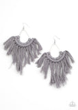 Wanna Piece Of MACRAME? - Silver Earrings - Paparazzi Accessories Earrings Bedazzle Me Pretty Mobile Fashion Boutique