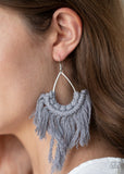 Wanna Piece Of MACRAME? - Silver Earrings - Paparazzi Accessories Earrings Bedazzle Me Pretty Mobile Fashion Boutique