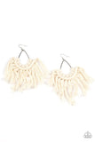 Wanna Piece Of MACRAME? - White Earrings - Paparazzi Accessories Earrings Bedazzle Me Pretty Mobile Fashion Boutique