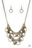 Warning Bells - Brass Necklace - Paparazzi Accessories Necklace Bedazzle Me Pretty Mobile Fashion Boutique