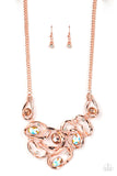 Warp Speed - Copper Necklace - Paparazzi Accessories Necklace Bedazzle Me Pretty Mobile Fashion Boutique