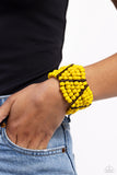 Way Off TROPIC - Yellow Bracelet - Paparazzi Accessories Bracelet Bedazzle Me Pretty Mobile Fashion Boutique