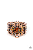 We Wear Crowns Here - Copper Ring - Paparazzi Accessories Ring Bedazzle Me Pretty Mobile Fashion Boutique