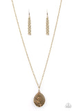 Wearable Wildflowers - Brass Necklace - Paparazzi Accessories Necklace Bedazzle Me Pretty Mobile Fashion Boutique