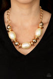 Welcome To The Big Leagues - Gold Necklace - Paparazzi Accessories Necklace Bedazzle Me Pretty Mobile Fashion Boutique