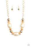 Welcome To The Big Leagues - Gold Necklace - Paparazzi Accessories Necklace Bedazzle Me Pretty Mobile Fashion Boutique
