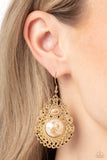 Welcoming Whimsy - White Earrings - Paparazzi Accessories Earrings Bedazzle Me Pretty Mobile Fashion Boutique