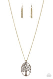 Well-Rooted - Brass Necklace - Paparazzi Accessories Necklace Bedazzle Me Pretty Mobile Fashion Boutique