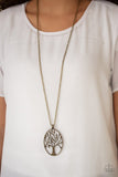 Well-Rooted - Brass Necklace - Paparazzi Accessories Necklace Bedazzle Me Pretty Mobile Fashion Boutique