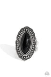 Western Wager - Black Ring - Paparazzi Accessories Ring Bedazzle Me Pretty Mobile Fashion Boutique