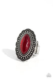 Western Wager - Red Ring - Paparazzi Accessories Ring Bedazzle Me Pretty Mobile Fashion Boutique