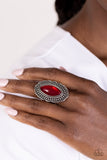 Western Wager - Red Ring - Paparazzi Accessories Ring Bedazzle Me Pretty Mobile Fashion Boutique
