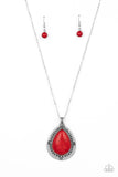 Western Wilderness - Red Necklace - Paparazzi Accessories Necklace Bedazzle Me Pretty Mobile Fashion Boutique