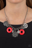 Western Zen - Red Necklace - Paparazzi Accessories Necklace Bedazzle Me Pretty Mobile Fashion Boutique