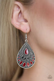 Westside Wildside - Red Earrings - Paparazzi Accessories Earrings Bedazzle Me Pretty Mobile Fashion Boutique