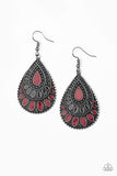 Westside Wildside - Red Earrings - Paparazzi Accessories Earrings Bedazzle Me Pretty Mobile Fashion Boutique