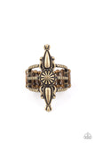 Westward Expansion - Brass Ring - Paparazzi Accessories Ring Bedazzle Me Pretty Mobile Fashion Boutique