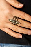 Westward Expansion - Brass Ring - Paparazzi Accessories Ring Bedazzle Me Pretty Mobile Fashion Boutique