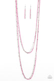 What A COLORFUL World - Pink Necklace - Paparazzi Accessories Necklace Bedazzle Me Pretty Mobile Fashion Boutique