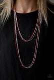 What A COLORFUL World - Red Necklace - Paparazzi Accessories Necklace Bedazzle Me Pretty Mobile Fashion Boutique
