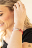 What a WANDER-ful World - Red Bracelet - Paparazzi Accessories Bracelet Bedazzle Me Pretty Mobile Fashion Boutique
