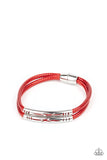 What a WANDER-ful World - Red Bracelet - Paparazzi Accessories Bracelet Bedazzle Me Pretty Mobile Fashion Boutique