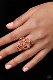 What ROSE Around - Copper Ring - Paparazzi Accessories Ring Bedazzle Me Pretty Mobile Fashion Boutique