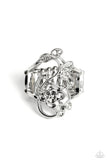 What ROSE Around - Silver Ring - Paparazzi Accessories Ring Bedazzle Me Pretty Mobile Fashion Boutique